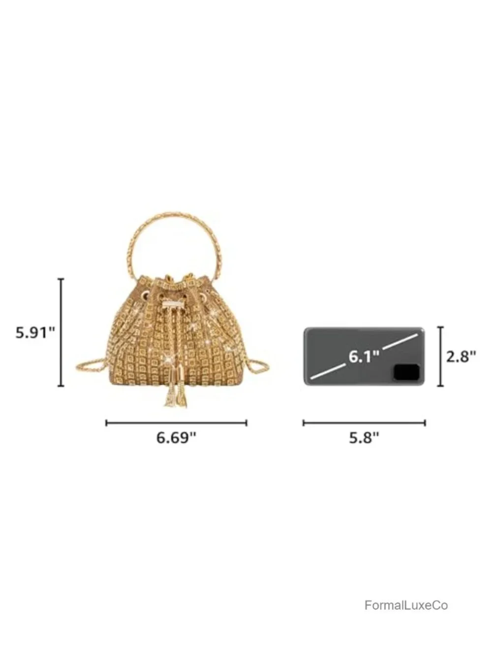 Rhinestone Clutch Purse Evening Bag with Detachable Chain